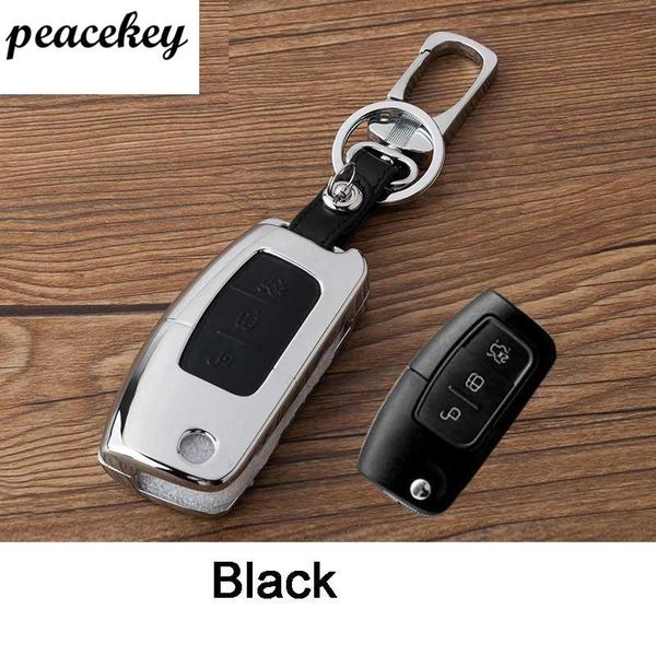 

keychains peacekey leather car key cover wallet for ford ecosport focus mondeo edge fiesta kuga escort keychain rings, Silver