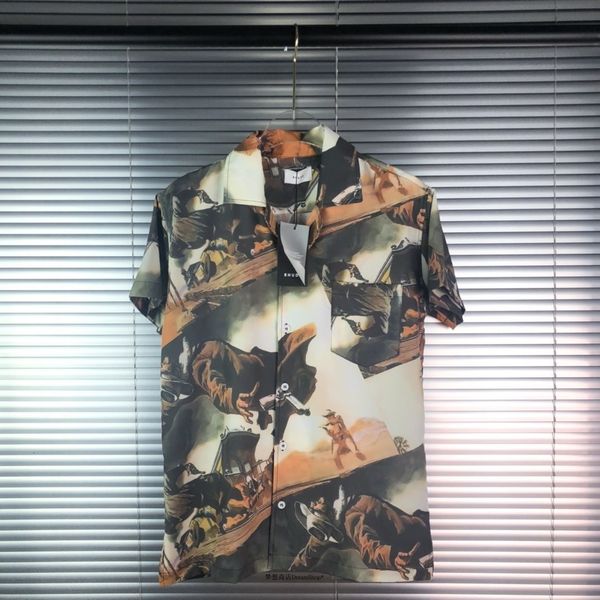 

shirts 21fw rhude cowboy shirts men women semi-sleeve shirt, White;black