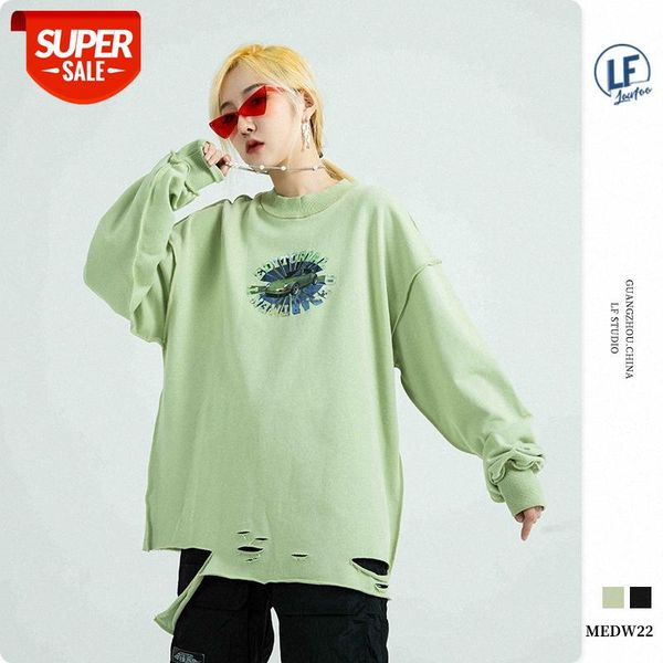 

lawfoo men's car print hem cut loose sweater #x236, Black