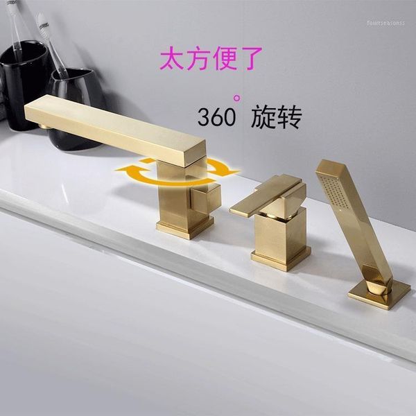 

bathtub 3-piece set of tank side shower three hole leading manufacturer suit golden faucet bathroom sink faucets1