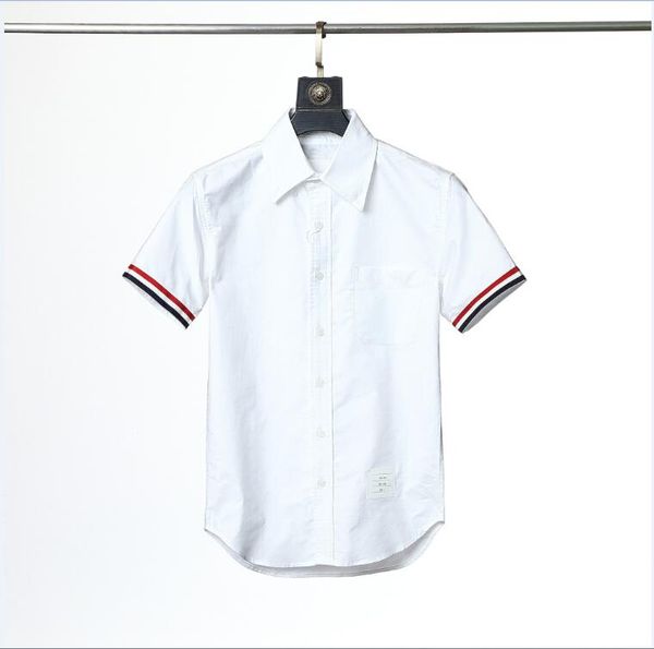 

2021 new men's short-sleeved shirt casual pure cotton business yarn-dyed color stripe color matching shirts for men and women, White;black