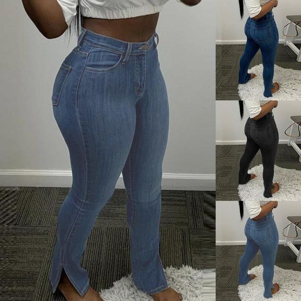 

women's 2021 slim for skinny high jeans woman blue denim pencil stretch waist women pants feminina