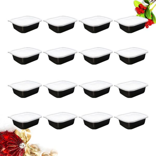 

grids disposable take out box salad rice packing container carry (black) gift wrap