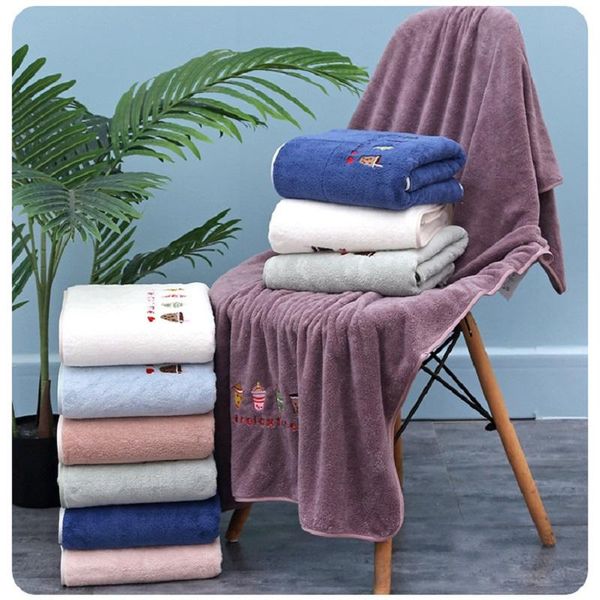 

towel 70*140cm embroidery microfiber bath towels for adults soft shower swimming sport travel large