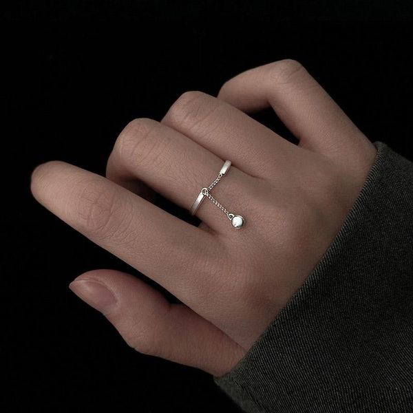 

wedding rings simple round tassel adjustable for women girl punk fine transfer chain bead pendant finger jewelry minimalist accessories, Slivery;golden