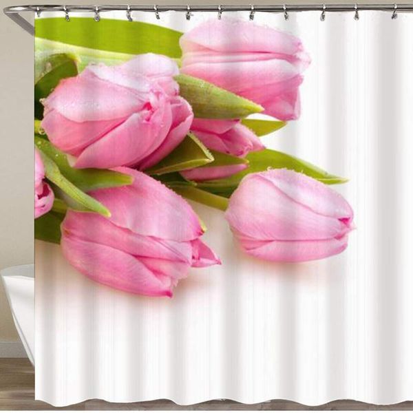 

shower curtain,beautiful bouquet tulips on dew nature flower beauty bloom blossom bunch,polyester fabric waterproof bath