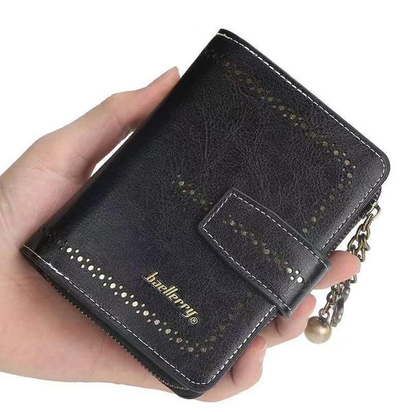 

wallets 2021 fringed ladies wallet small cute short leather zipper portefeuille clutch, Red;black