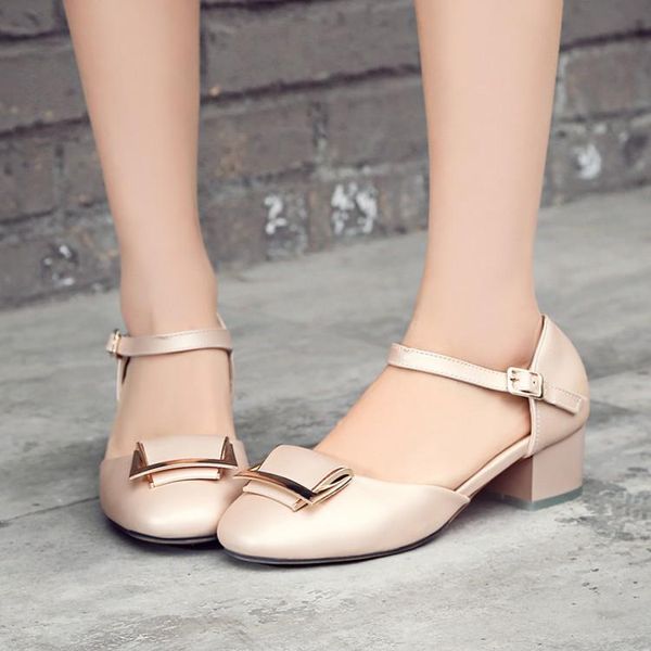 

dress shoes big size11 12 13 14 15 16 17 high heels sandals women woman summer ladies coarse heel bag with one-word buckle belt, Black