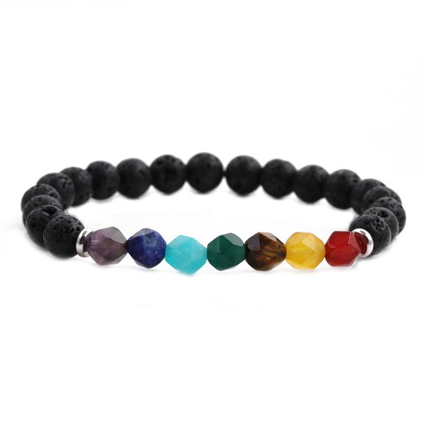 

8mm natural energy lava stone strands charm bracelets for women men handmade beaded party decor jewelry, Black