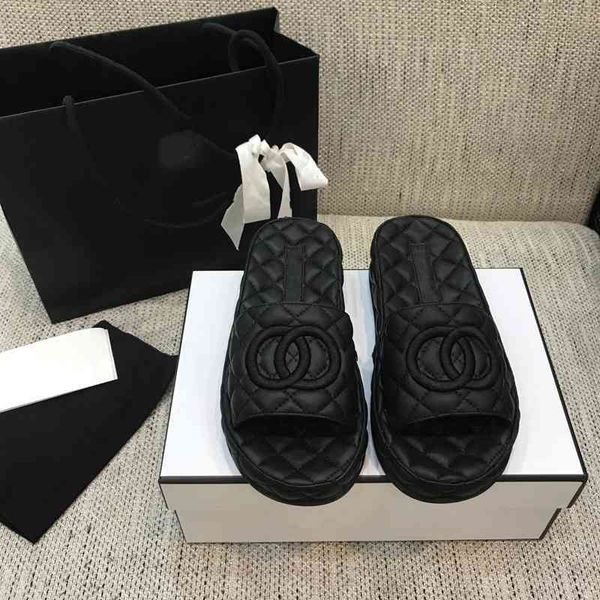 

slippers off online small fragrance wear flat bottomed flip flops for women, Black