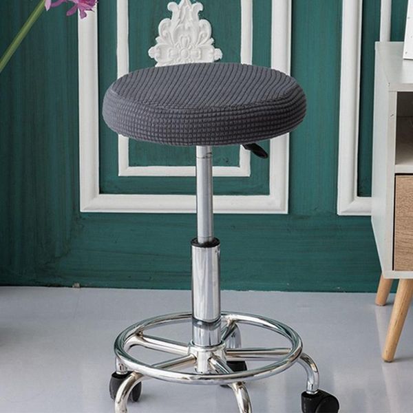 

chair covers jacquard bar stool cover stretch round solid color lift seat case removable protector breathable slipcover