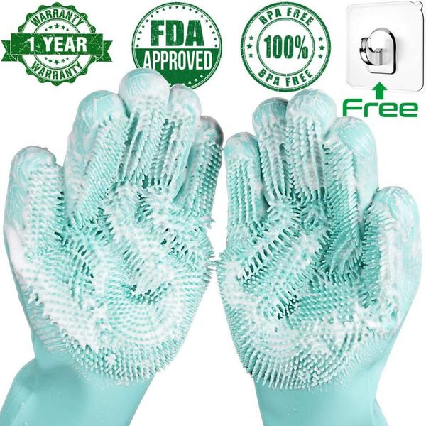

disposable gloves magic silicone dishwashing scrubber dish washing sponge rubber scrub kitchen cleaning 1 pair soft