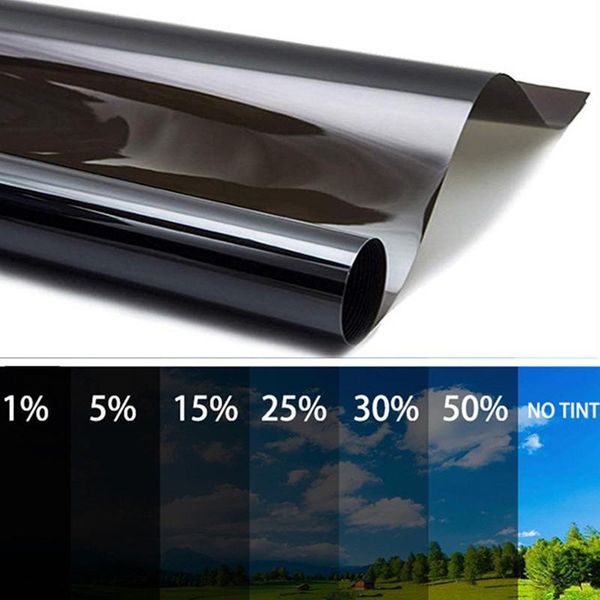 

car sunshade 1 roll 50cmx3m 5/15/20/35/50 percent vlt window tint film glass sticker sun shade for uv protector foils films
