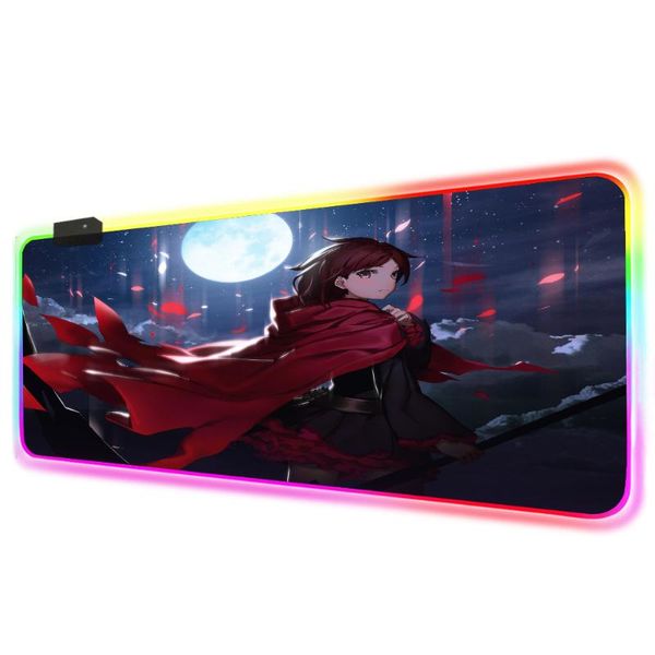 

mouse pads & wrist rests gaming pad large 80x30/90x40cm ruby rose rgb mousepad light desk mat computer gamer led backlight keyboard carpet