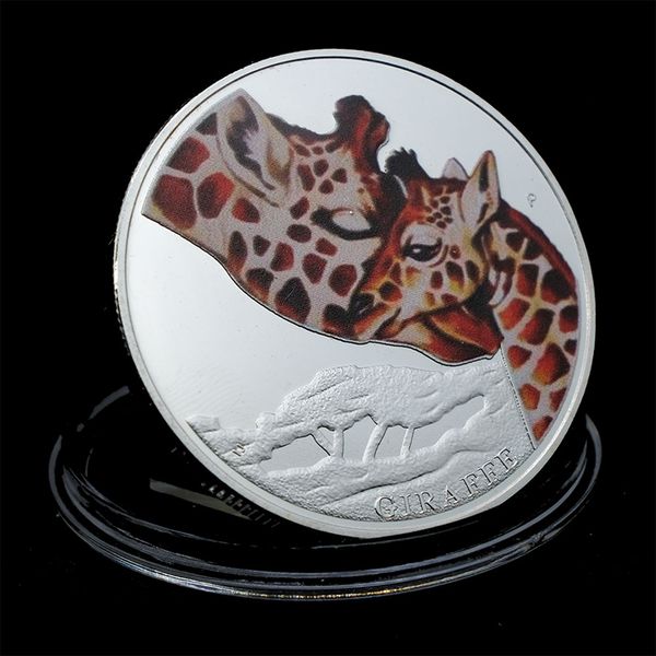 

10pcs non magnetic silver plated giraffe mother love elizabeth ii queen tuvalu animal cents souvenirs coin medal collectible coins
