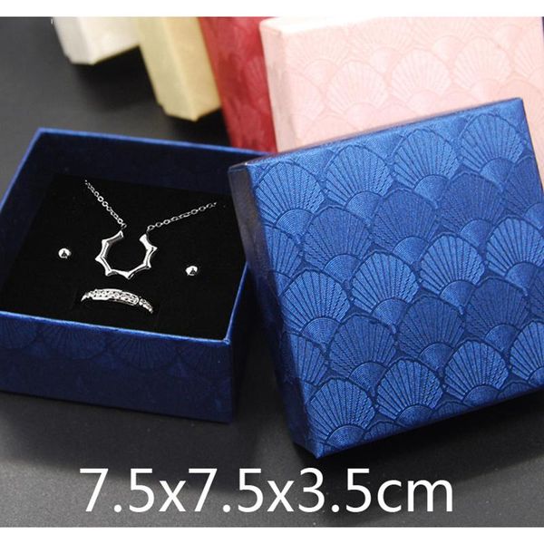 

jewelry pouches, bags 1piece 7.5*7.5*3.5cm shell pattern organizer gift box necklace earrings ring storage paper jewellry packaging containe, Pink;blue