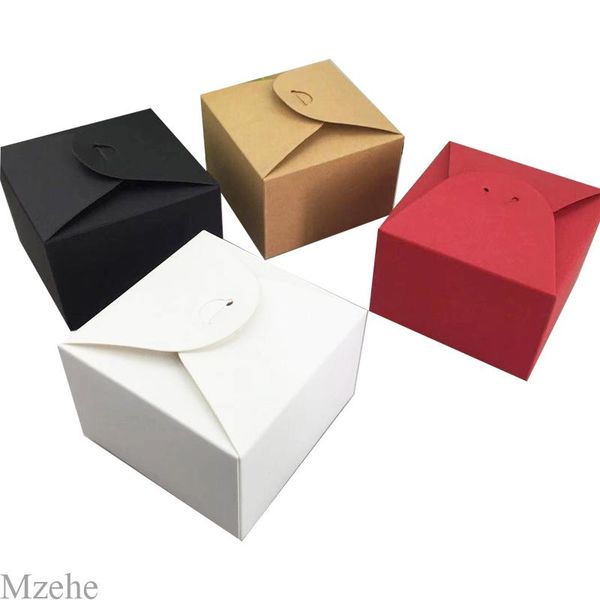 

5pcs 4-color gift box kraft paper candy boxes for cake jewelry chocolate cookies party packing wrap