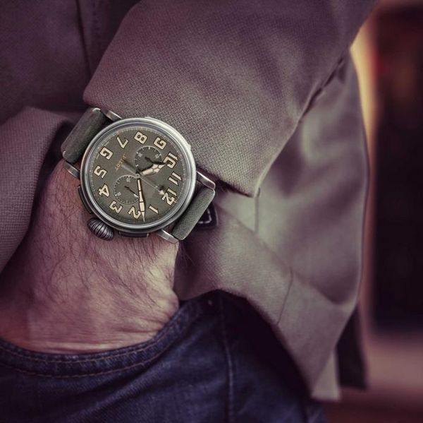 

45mm bronze titanium chronograph men watch automatic 7750 wristwatch 28800 vph sapphire waterproof chrono satch aged vintage green leather s, Slivery;brown