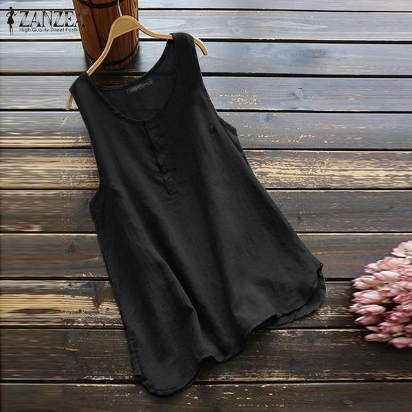 

women's blouses & shirts 2022 summer tank women casual o neck sleeveless blouse vintage solid cotton linen party female blusas c, White