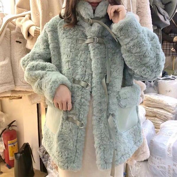 

women's fur & faux female casual loose furry thick warm jacket women autumn winter coat ladies fashion outerwear, Black