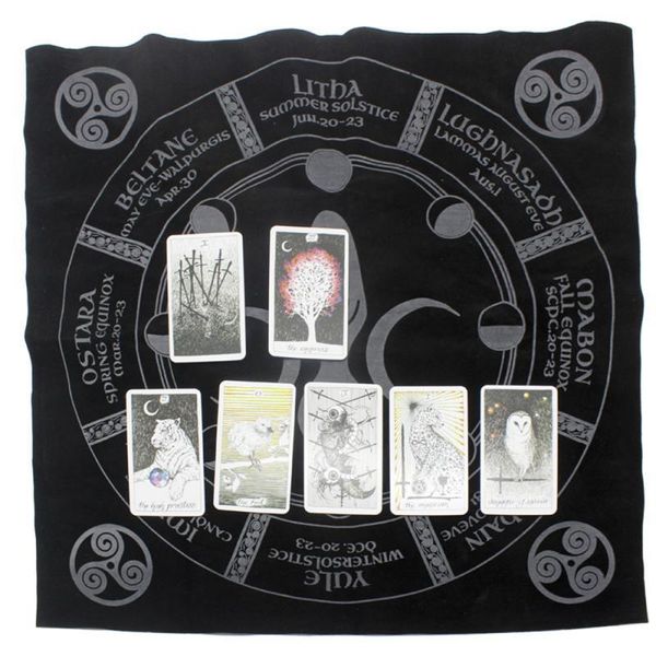 

table cloth 1pc 49x49cm tarot tablecloth twelve constellations sun moon pentagram pagan altar divination board game flannel
