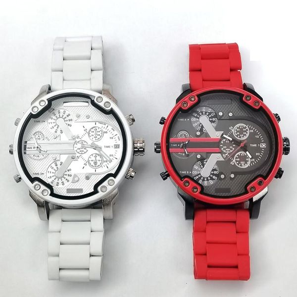 

wristwatches big white men red fake 3-eyed watch luxury classic large christmas gifts for watches fashion box time limited, Slivery;brown