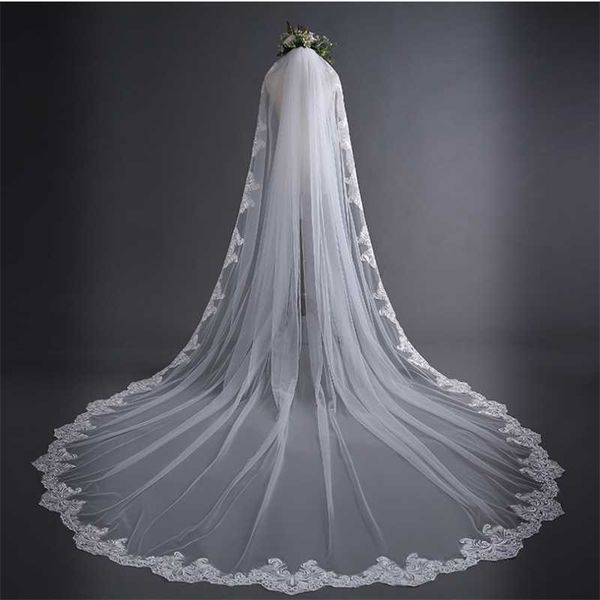 

bridal veils veu de noiva 3 m one layer white ivory cathedral wedding with metal comb long veil accessories, Black