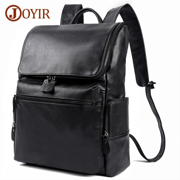 

genuine leather backpack men fashion large capacity schoolbag for teenager 15.6" lapmochila notebook bag