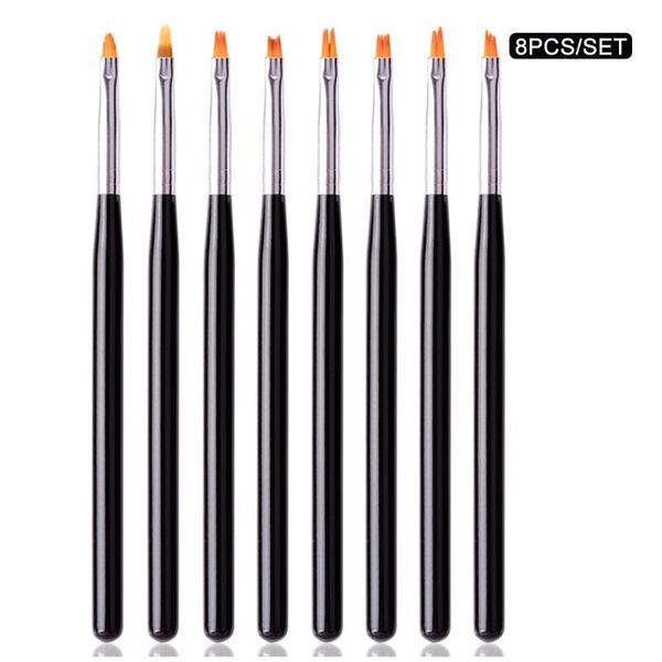 

nail art kits 8pcs wood handle gradient drawing petal shape brush manicure tool diy painting pen polish tips builder uv gel portable