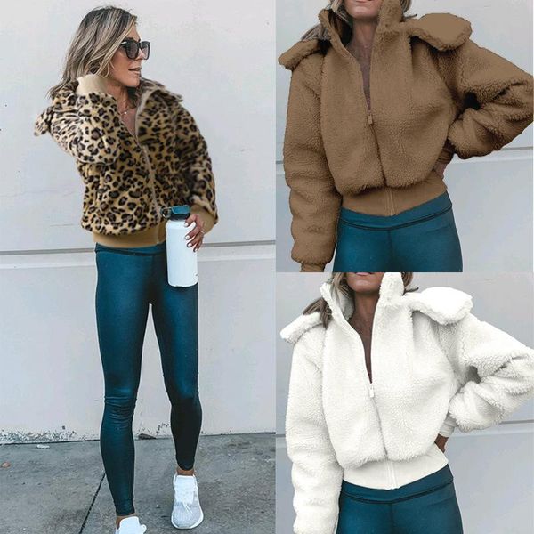 

women's pants & capris 2021 style for autumn and winter jacket lapel hooded zip plush comfortable thicken warm cropped, Black;white