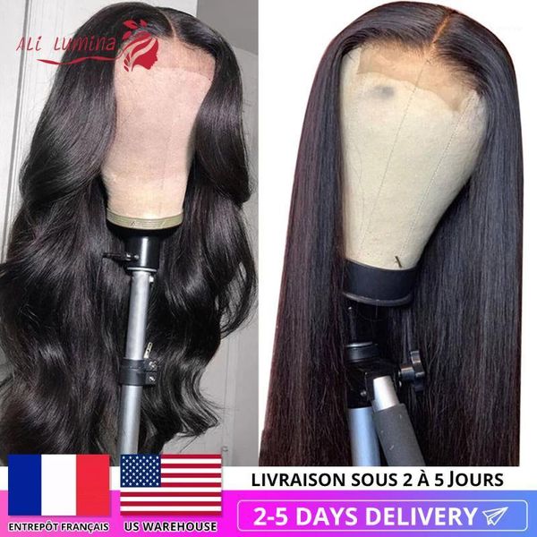 

human hair wigs closure wig pre plucked mongolian straight with baby lace 30 inch body wave fast to usa1, Black;brown