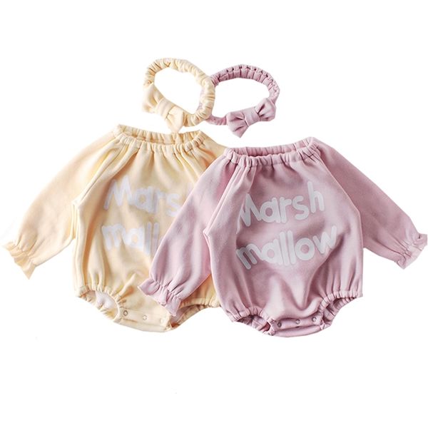 Cappotto pagliaccetto per ragazze Fascia per capelli invernale Abbigliamento per arrampicata in velluto di cotone casual semplice Vestiti per bambina Lettera 210417