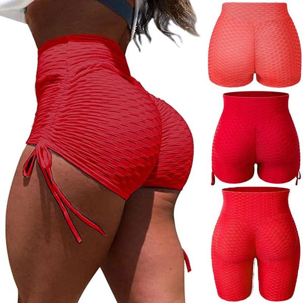 

women's shorts high waist fitness slim fit hip push up women booty scrunch tummy control workout gym running biker sport, White;black