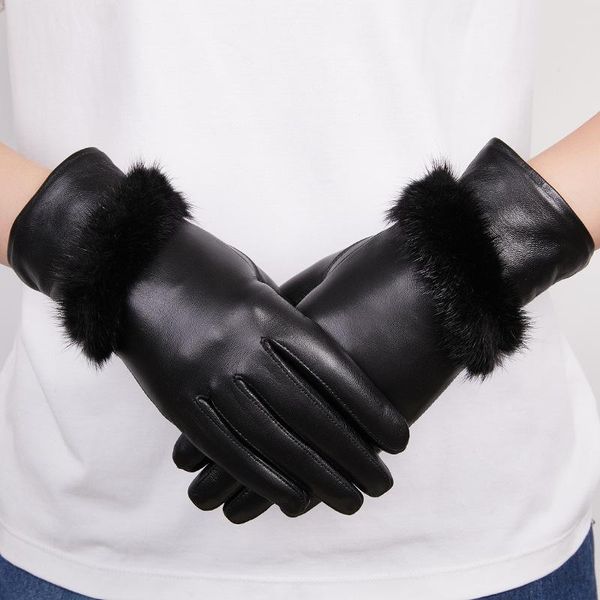 

five fingers gloves women' genuine mink warm fur glove for women thermal winter fashion natural s2598, Blue;gray