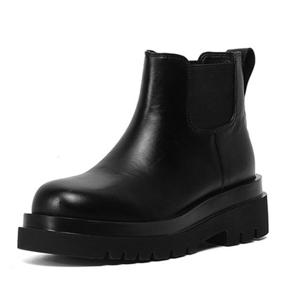 

asumer superior quality completes genuine leather shoes women's autumn winter digit of round bottom sider boots, Black