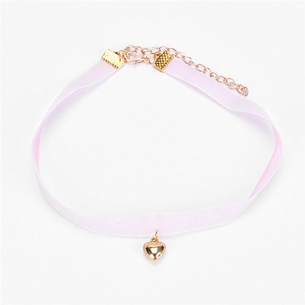 

chokers pink color cloth choker with heart pendant necklace gift for women girl fashion jewelry, Golden;silver
