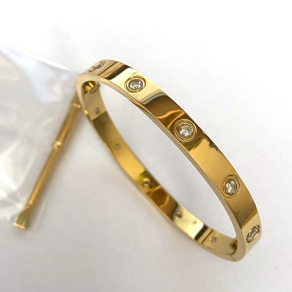 

titanium steel love bracelet bangles women men 4cz screwdriver bracelets gold silver rose bracelet jewelry with velvet bag, Black
