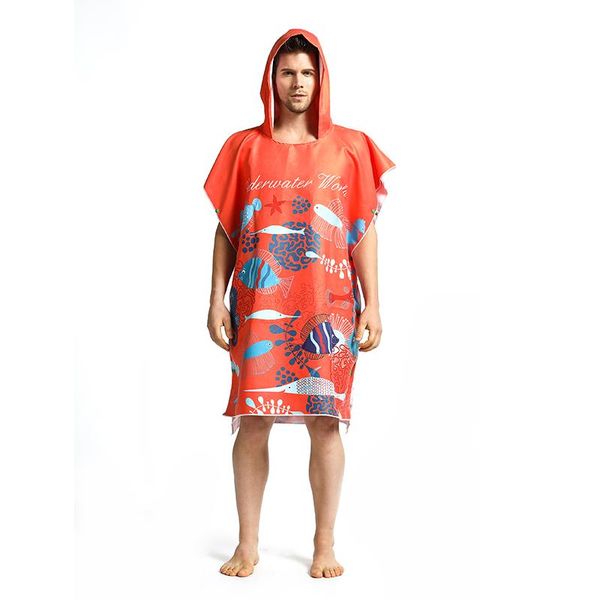 

towel printing surfing quick-dry bathrobe/ microfiber changing robe sports hooded beach poncho women man bathrobe towels