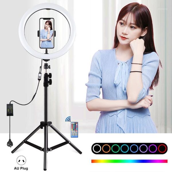 

12" rgb led ring light bluetooth dimmable selfie lamp with 110cm tripod pography camera for tiktok makeup video youtube1