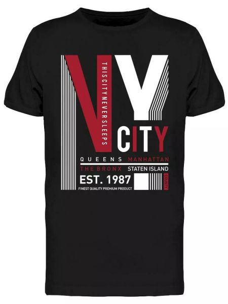 

n y city red and white design tee men's -image by shutterstock, White;black