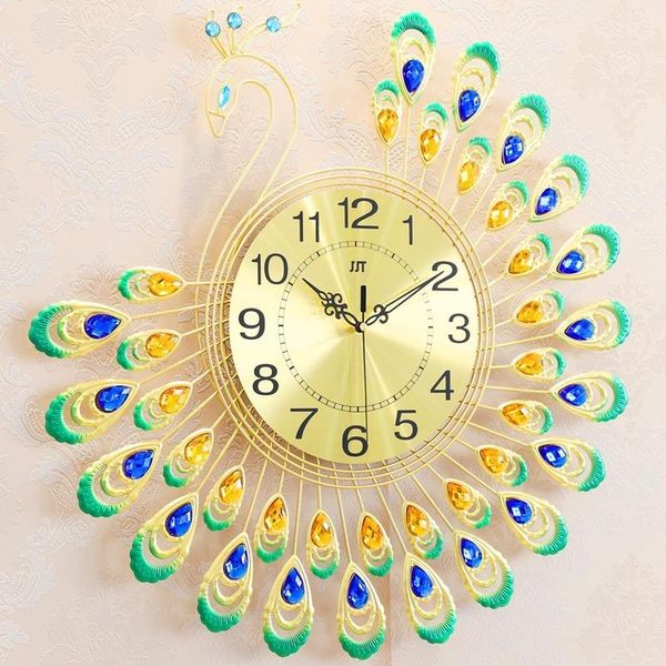 

wall clocks european style light luxury creative peacock fashion clock, living room bedroom mute art home decoration luminous quartz clock