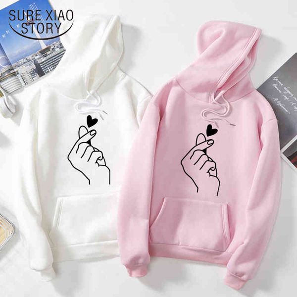 

autumn winter velvet loose oversized hoodie thicken cute hoodies coat casual pullover sweatshirt women jacket 11659 210415, Black