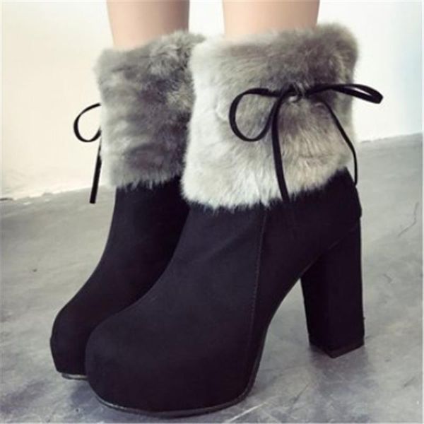 

winter women boots fashion casual suede low-heeled retro zipper warm ankle shoes botas mujer, Black