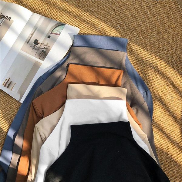 

gonegoing 2021 women turtleneck bottoming tshirt long sleeve plus size t shirts 0802 women's blouses &, White