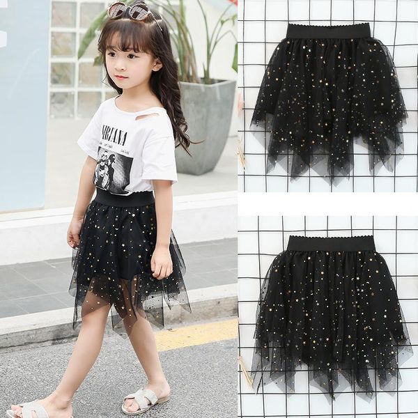 

skirts spring summer girls tutu baby layered kids mesh skirt children ball gown star sequin elastic waist toddler