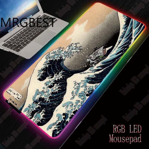

mouse pads & wrist rests mrg japan anime wave art gaming gamer computer rgb led lighting usb large size xxl mouse-pad colorful non-slip play