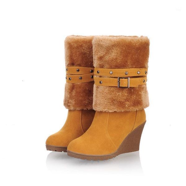 

boots brand women's shoes round toe low heels booties boots-women winter footwear fashion padded large size mid calf1 q1ep, Black