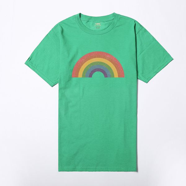 

2018 new letter rainbow brie gay declaration t-shirt pure cotton digital direct spray t-shirt women's clothing, White