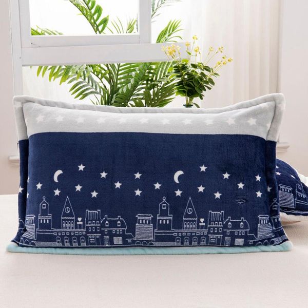 

pillow case 2pcs printed flannel pillowcase warm soft coral velet 48x74cm thicken fleece for