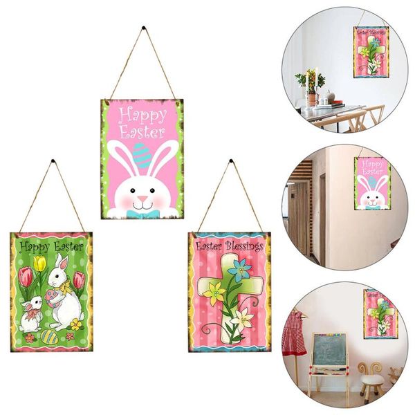 

party decoration 3pcs adorable easter pendant door flag background decor (assorted color)